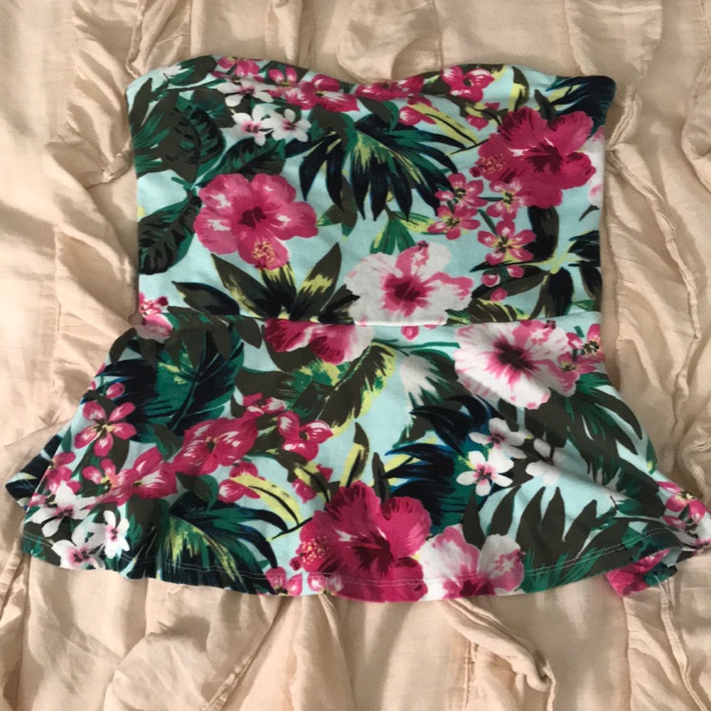 Express tropical floral print tube top